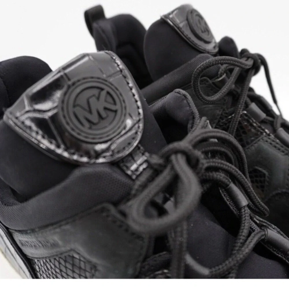 Michael Kors Olympia Trainer Black‎ Snake Embossed Platform Sneakers 11 36-16